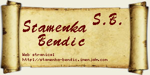 Stamenka Bendić vizit kartica